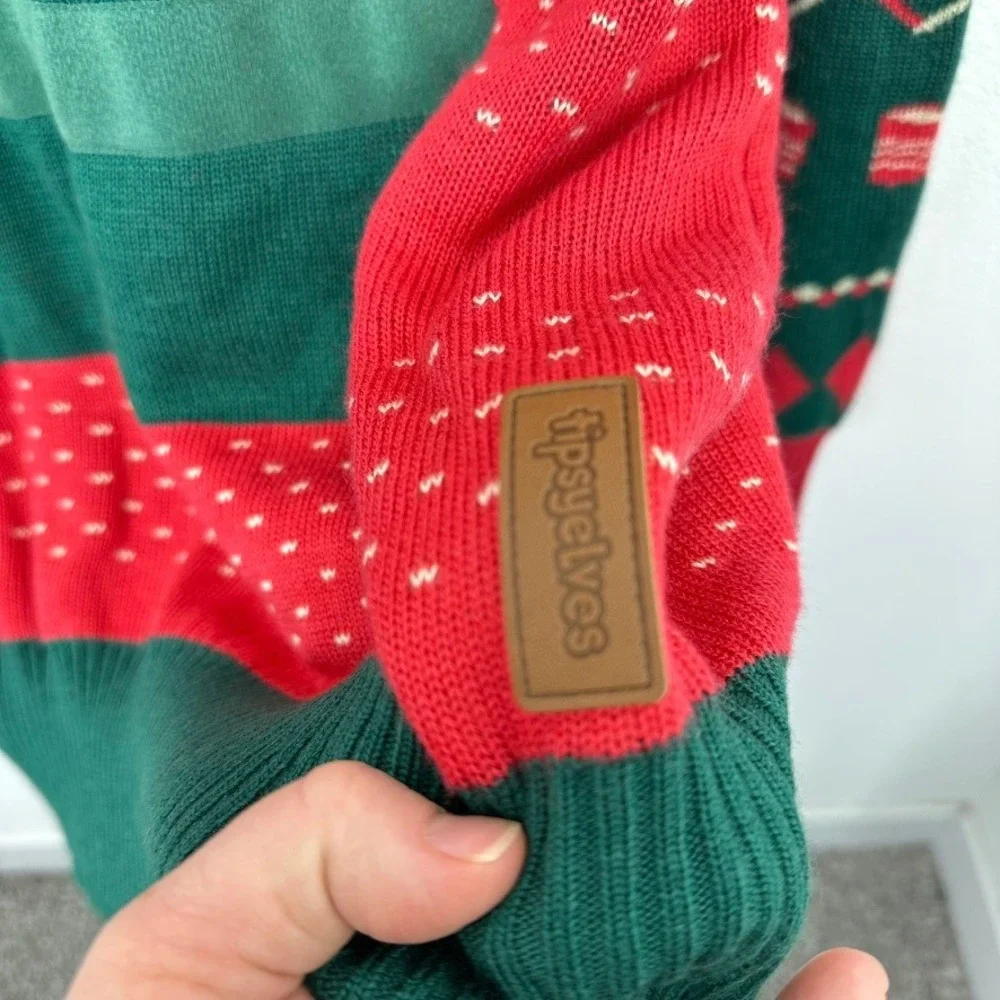 Tipsy Elves Christmas Tree Ugly Sweater Mens XXL Red Green Acrylic Holiday - Picture 7 of 9